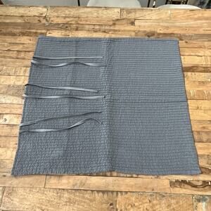 SDH Square Pillow Sham 26 x 28" Blue Gray Textured Tie Closure 100% Cotton